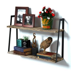 RooLee 2-Tier Floating Wall Mount Shelves Book Shelves Rustic Wood Shelves Perfect Decor for Any Room