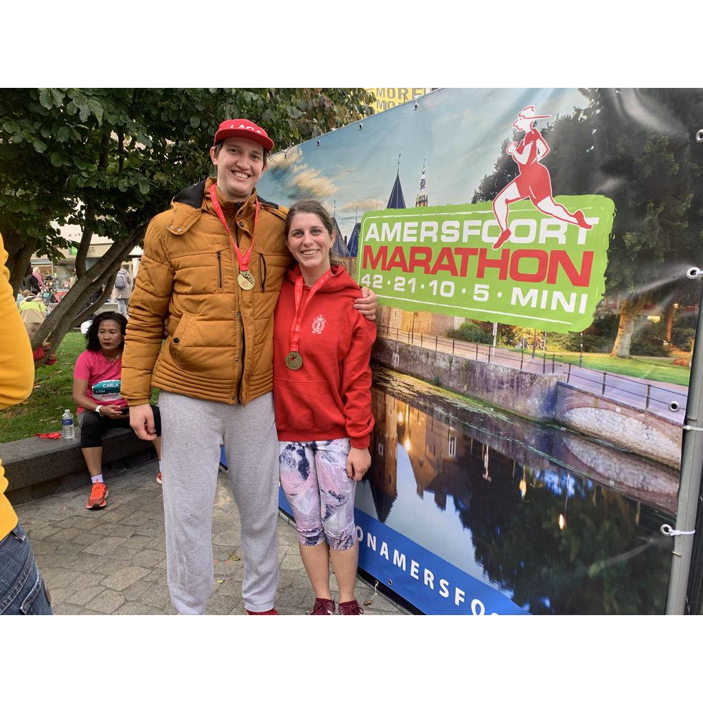Both Hjalmar and Nicole love to both push each other to be their best athlete. Pictured Hjalmar's first 10k and Nicole's first sub 2 hour half marathon.