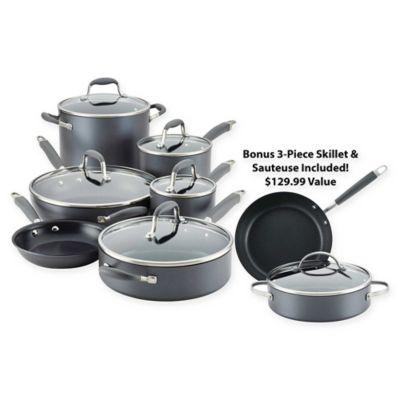 Anolon X Hybrid 7pc Nonstick Induction Cookware Set Super Dark Gray : Target