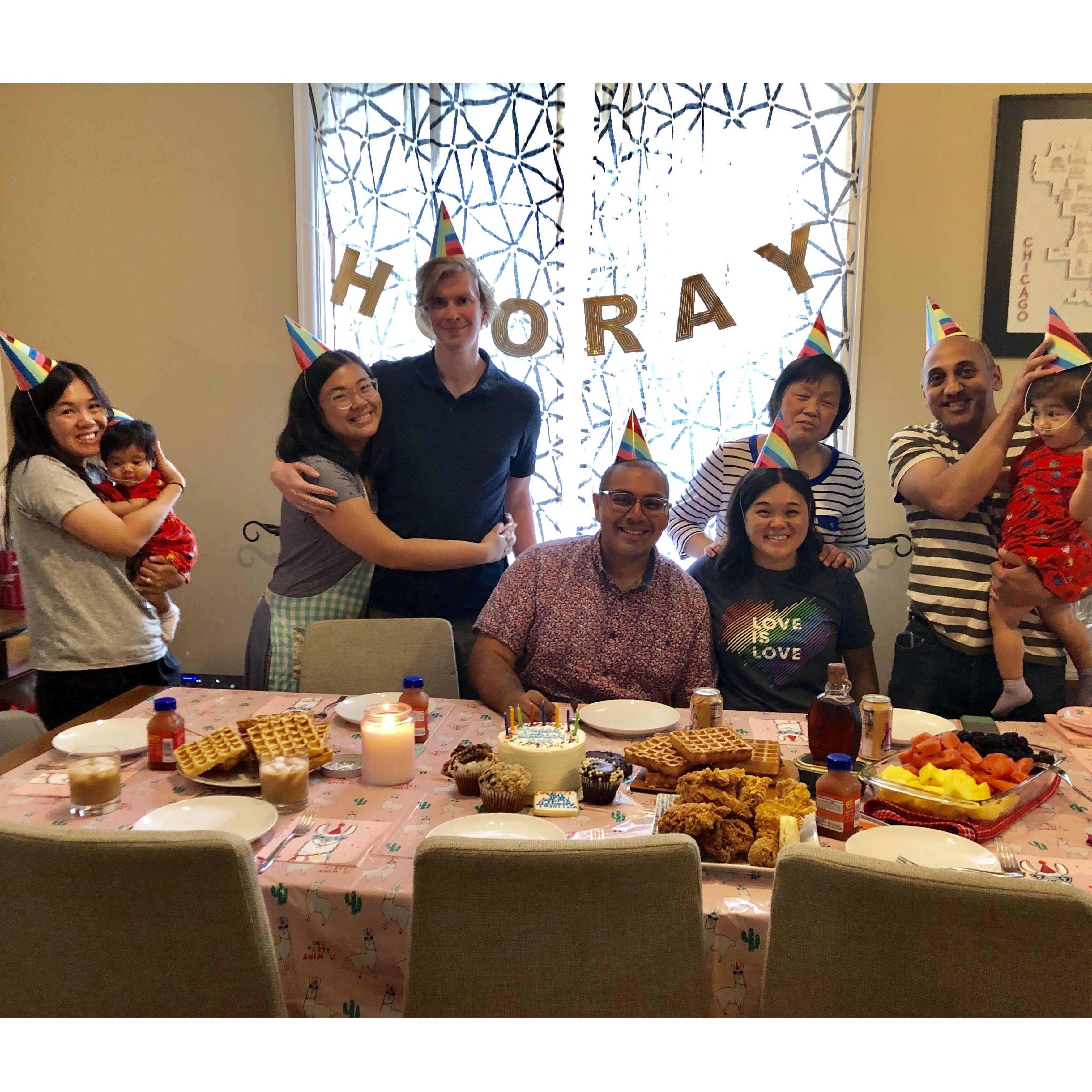 Jose's 18th birthday! We all celebrated with homemade waffles, fried chicken, and fruit!