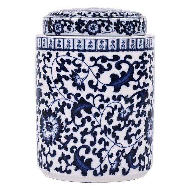 Chinese Traditional Antique Style Blue and White Porcelain Ginger Jar Ceramic Covered Jar Flower Vase with Lid,China Ming Style,China Chinoiserie Design (Branches)