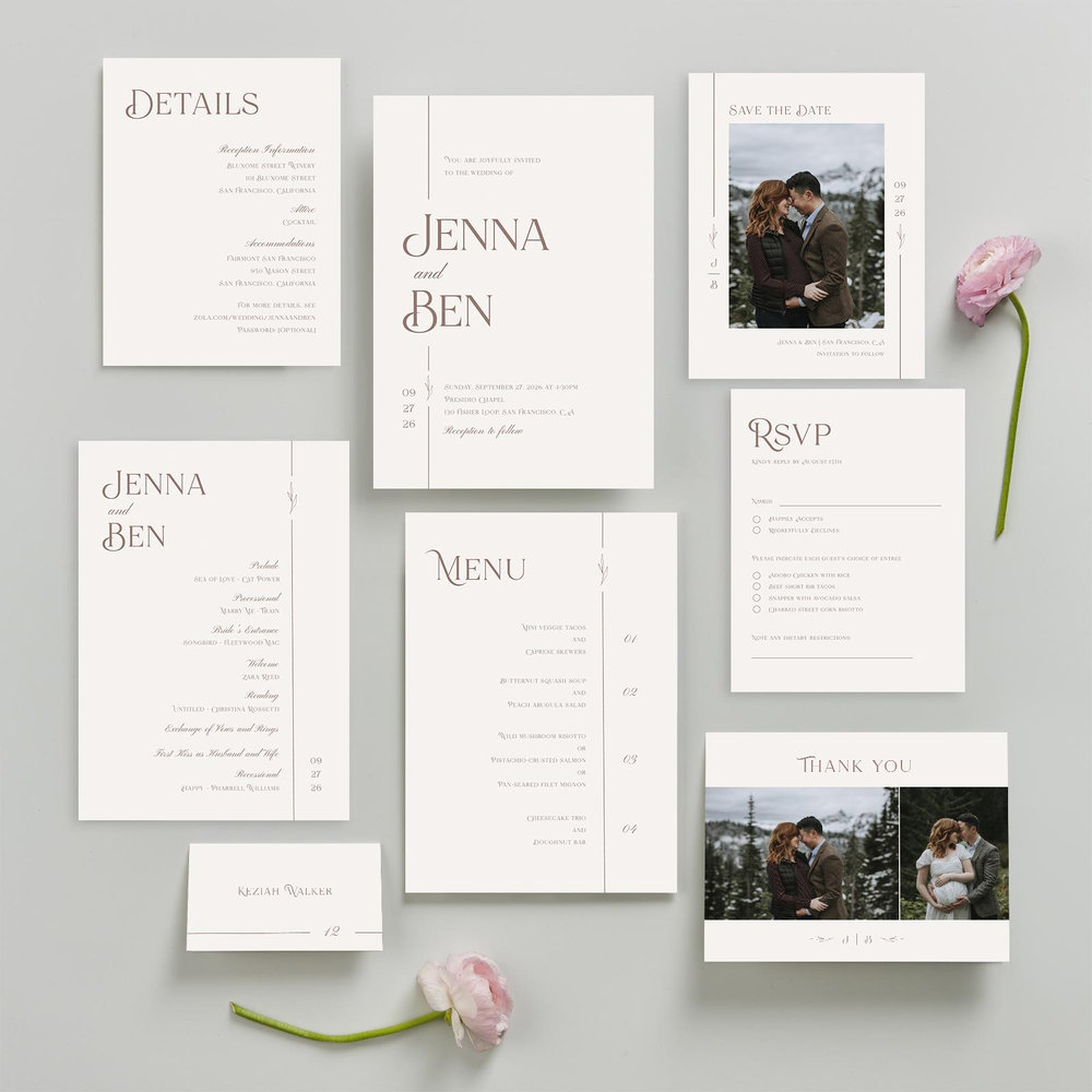 Hartington Portrait | Light Oatmeal | Zola Wedding Invitations