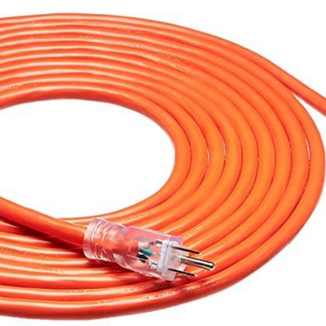 AmazonBasics Outdoor Extension Cord with Lighted 3 Outlets, Orange, 25 Foot