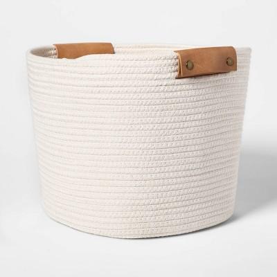 13" Decorative Coiled Rope Square Base Tapered Basket Cream - Threshold™