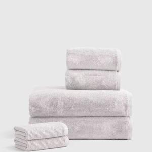 Turkish Ribbed Quick Dry Bath Towel Bundle in Silver