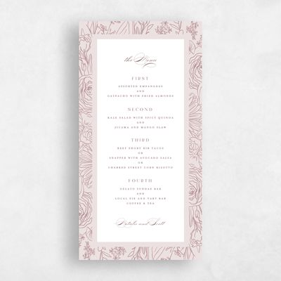 Dusty Rose, Pink Wedding Menu - Corentine