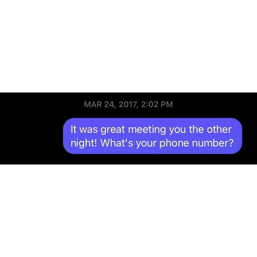 Spencer's Facebook message to Elena the night after we met