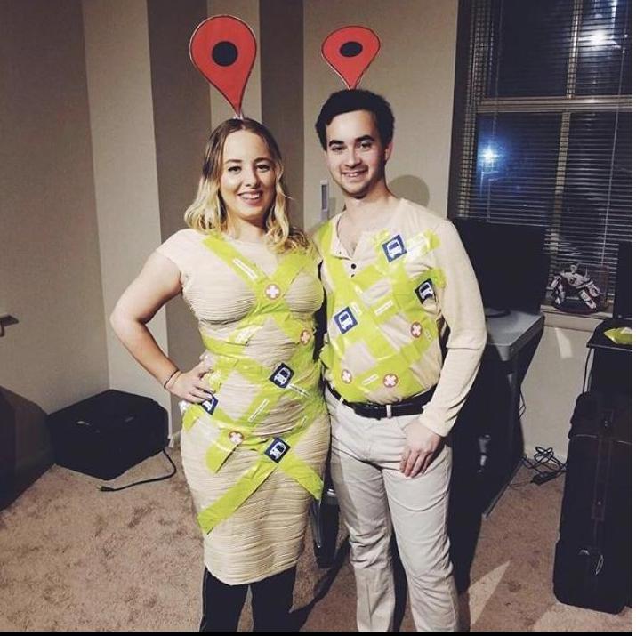 We win at couple’s costumes PT 2. (Google map pins after finally moving to the same city as each other after a year and a half of long distance.)