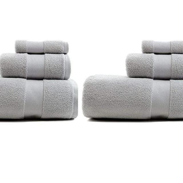 RALPH LAUREN Wescott 6 Piece Bath Towel Set - 100% Cotton, Placid Grey , Assorted