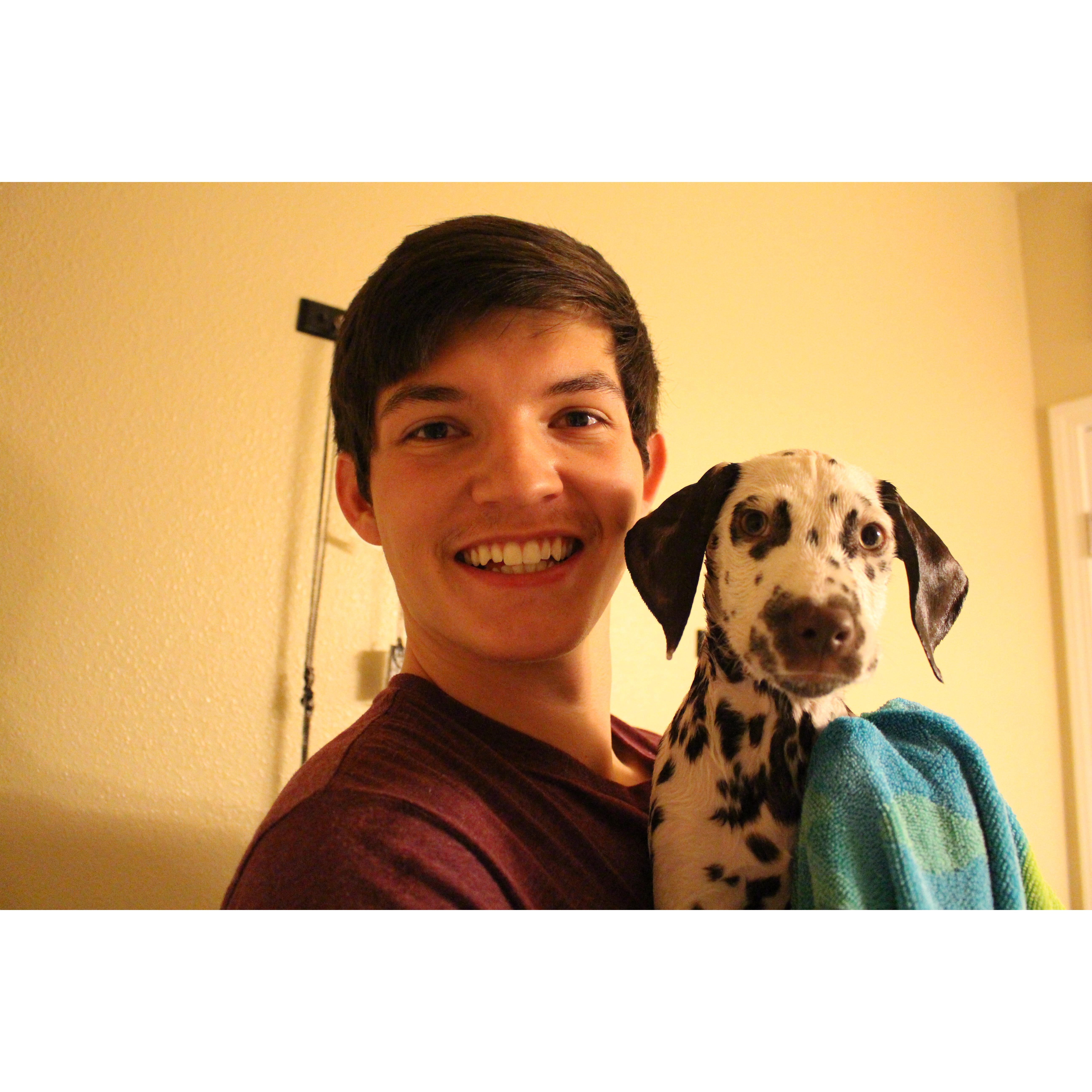 Molly's first bath!