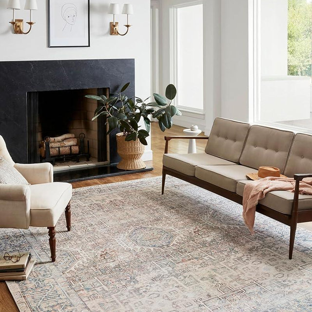 Loloi Chris Loves Julia Jules Collection JUL-07 Natural/Ocean 9'-6'' x 14', .13" Pile Height, Area Rug