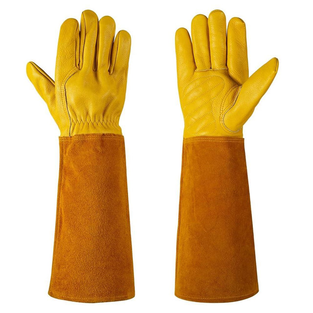 Acdyion Gardening Gloves for Women/Men Rose Pruning Thorn & Cut Proof Long Forearm Protection Gauntlet, Resistant Thick Cowhide Leather Work Garden Gloves