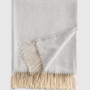 Italian Cotton Herringbone Throw - Light Grey