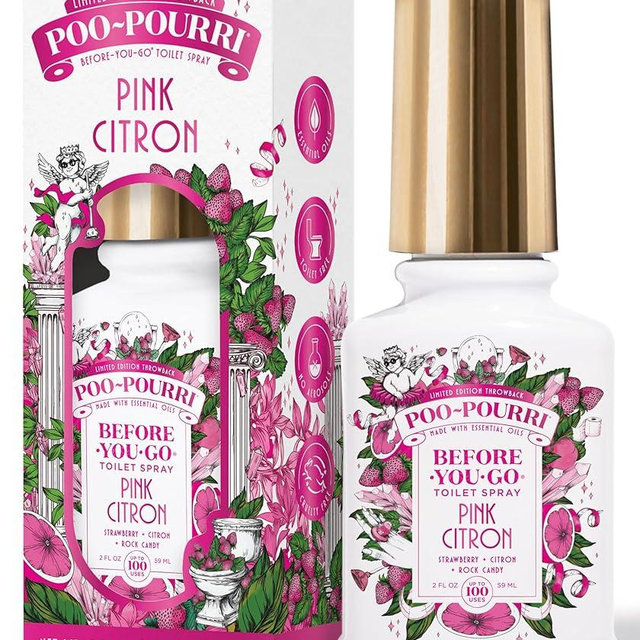 Poo-Pourri Before-You-Go Toilet Spray, Pink Citron, 2 Fl Oz, Up to 100 Uses, Bathroom Odor Deodorizer with Essential Oils for Home or Work, Travel Essentials, TSA Approved Size