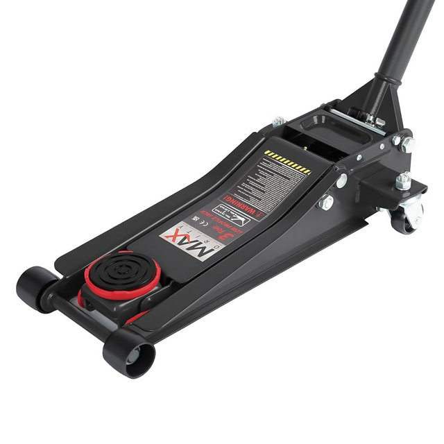 Maxority 3-Ton (6600lbs) Low Profile Hydraulic Heavy-Duty Steel Floor Jack with Dual Pistons Quick Lift Pump, Home and Workshop Car Maintenance for Various Vehicles (Red, 3 Ton Low Profile)