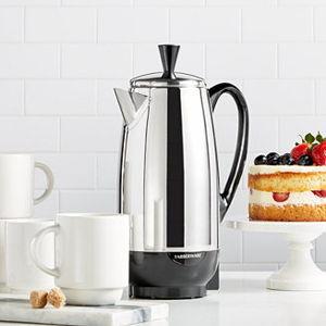 Farberware 12 Cup Electric Coffee Percolator, Coffee Maker with Stainless Steel Basket, Automatic Keep Warm, No-Drip Spout