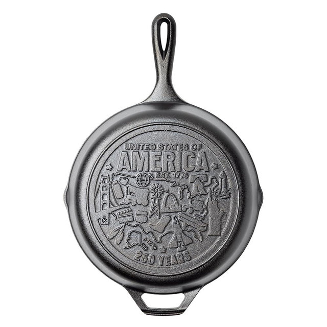 Lodge 10.25 Inch Cast Iron Skillet – Pre-Seasoned Frying Pan with Teardrop Handle – Oven, Stovetop, Grill & Campfire Use – Made in USA – Non-Toxic, Even-Heating Cookware – 250th Anniversary Logo