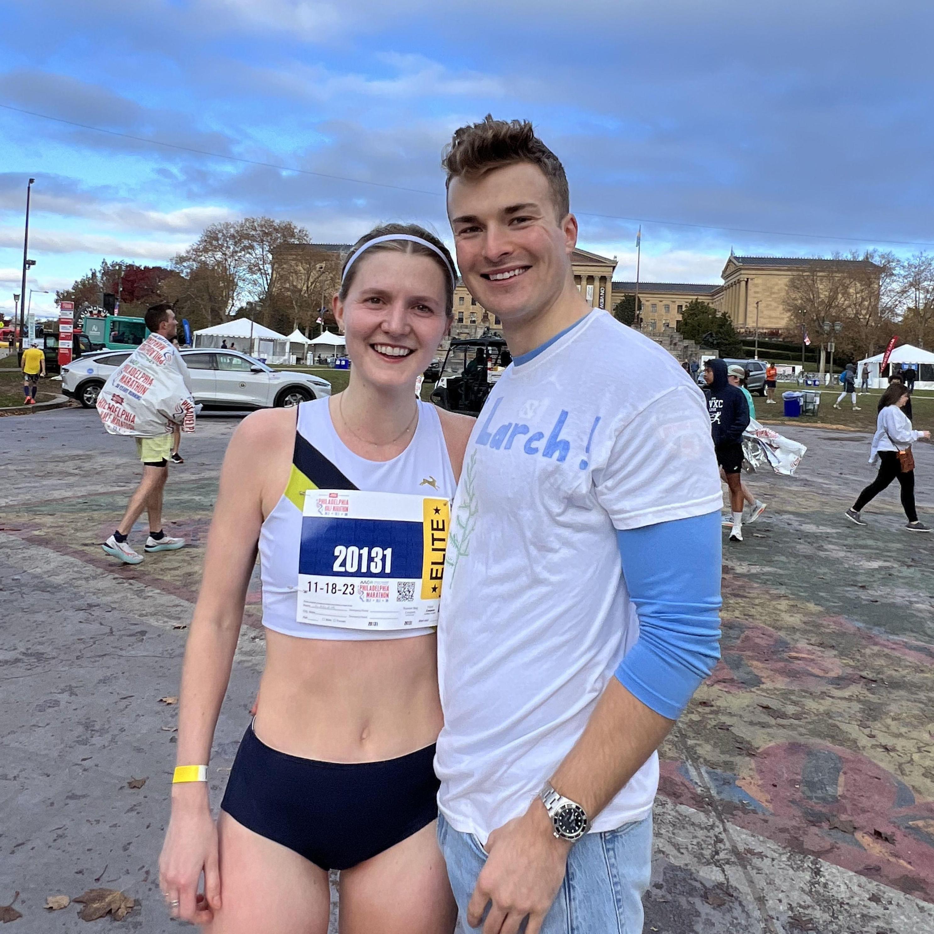 Mitchell took the train from New York to Philly to cheer Lauren on in the Philly Half Marathon