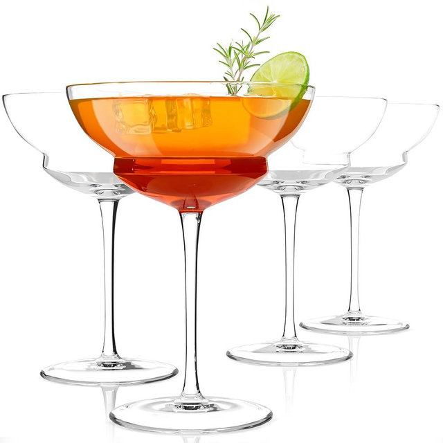Luigi Bormioli Backdoor 20's - 8.25Oz. Hemingway Cocktail Glasses Set of 4, Unique and Modern Crystal Martini/Coupe Glass - Dishwasher Safe, Made in Italy