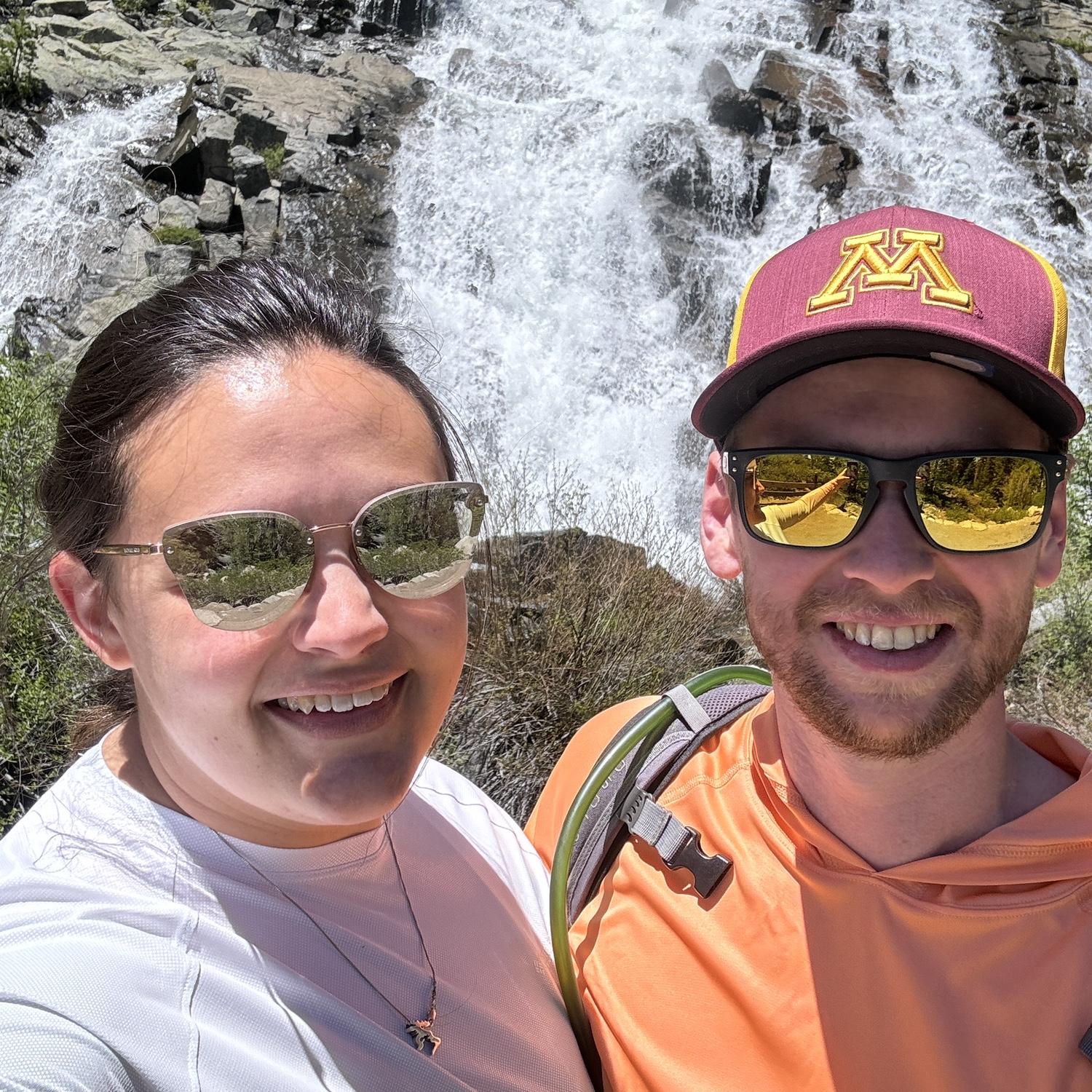 Hiking in Tahoe right after Jack proposed to Megan