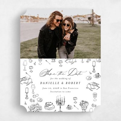 White Ticket Wedding Save the Date - Elodie Photo