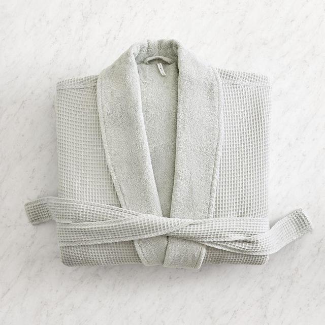 Waffle Weave Resort Robe, Small, Gray Frost