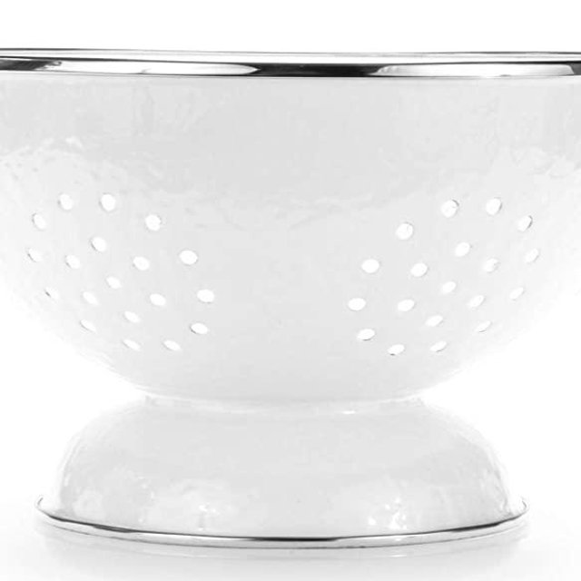 Golden Rabbit Enamelware - White on White Texture - 5 Quart Large Colander