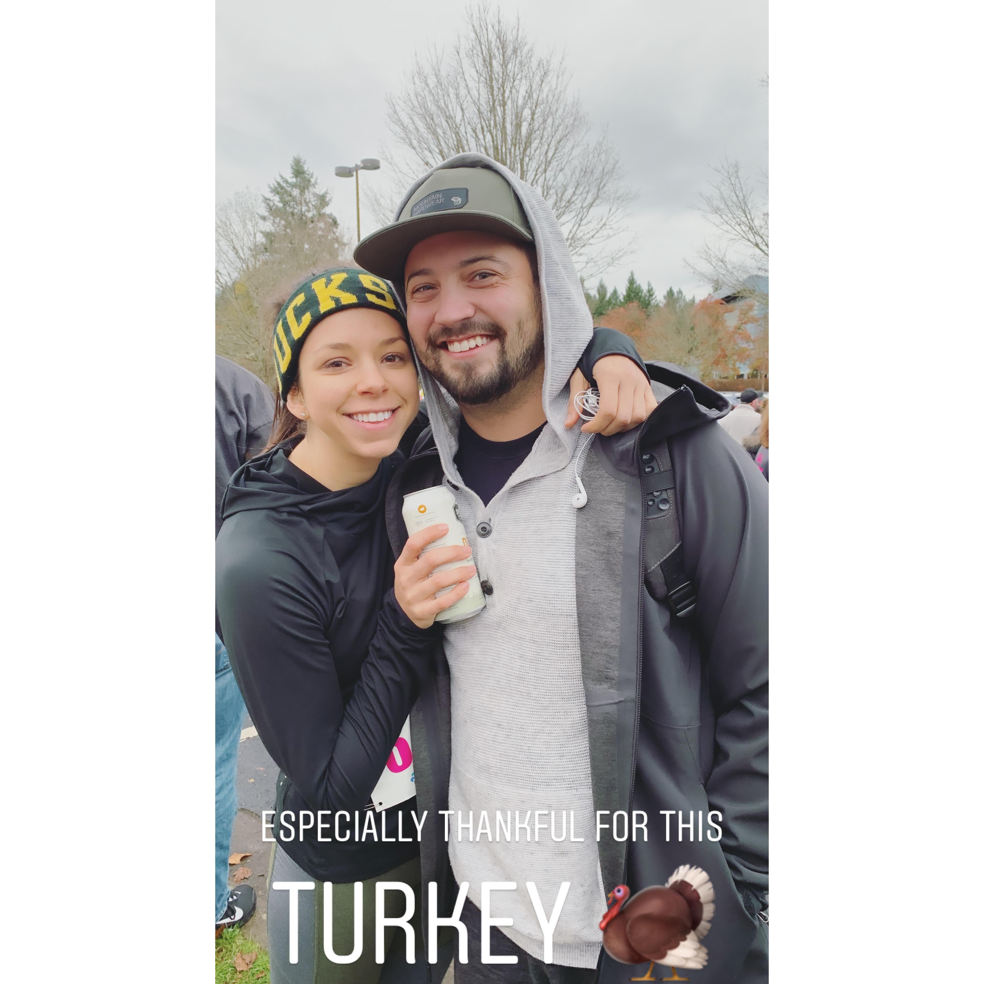 Anniversary surprise post Turkey Trot