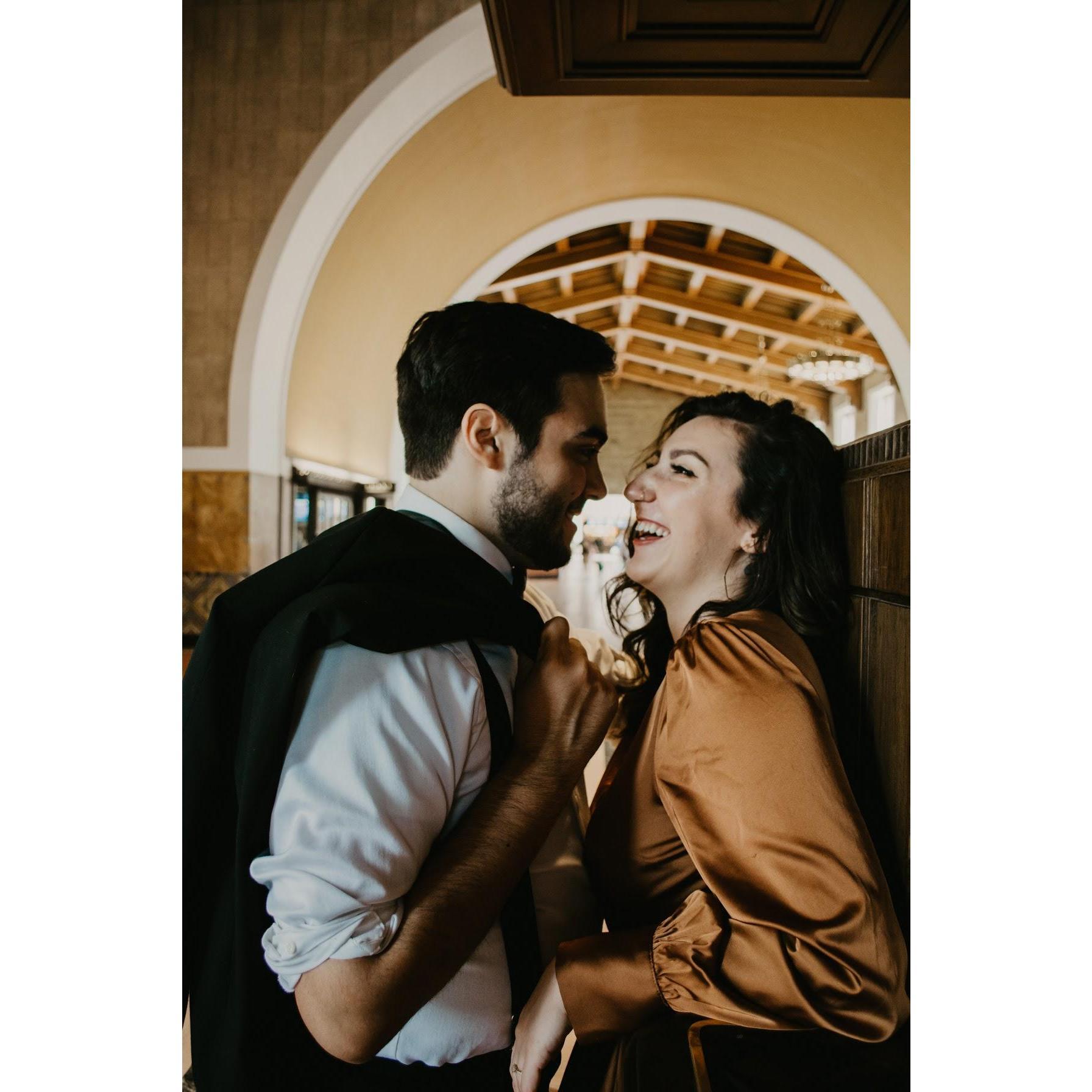 engagement photoshoot, los angeles union station