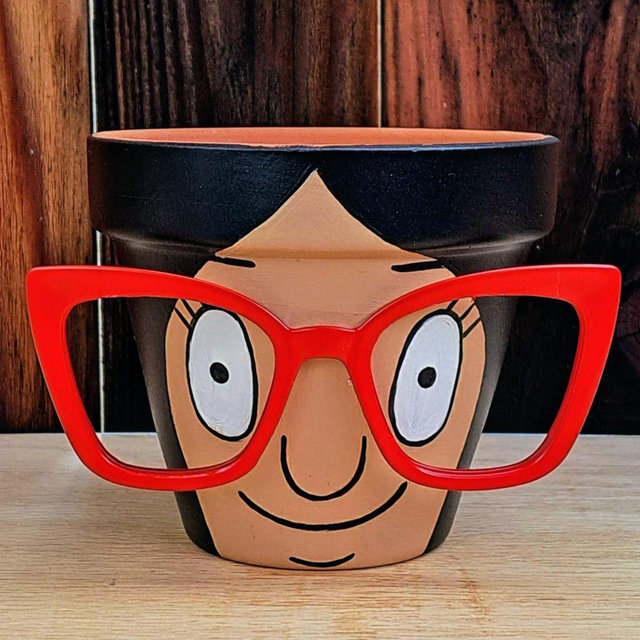 Bob's Burgers - Linda Belcher - Hand-painted 4" Terracotta Planter - Indoor Planter - Flower Pot - Unique Home Decor - Character Pot
