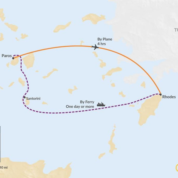 Flight from Paros to Rhodes