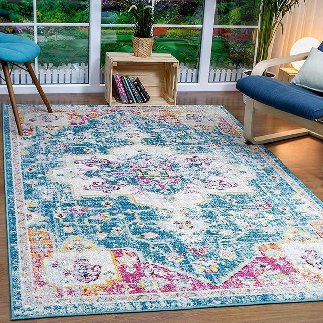 Antep Rugs Elite Collection Bohemian Distressed (DSG66) Indoor Area Rug (Blue, 8' x 10')