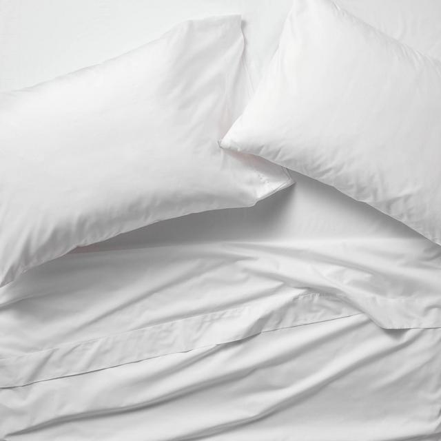 King 400 Thread Count Percale Sheet Set White - Casaluna™