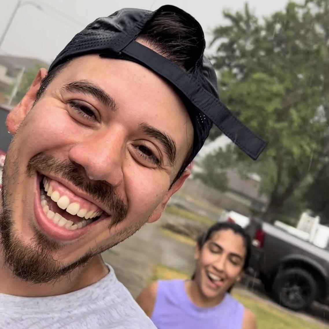 Diego pushes us to do crazy things all the time! For example it was pouring this day but we still went for a jog!