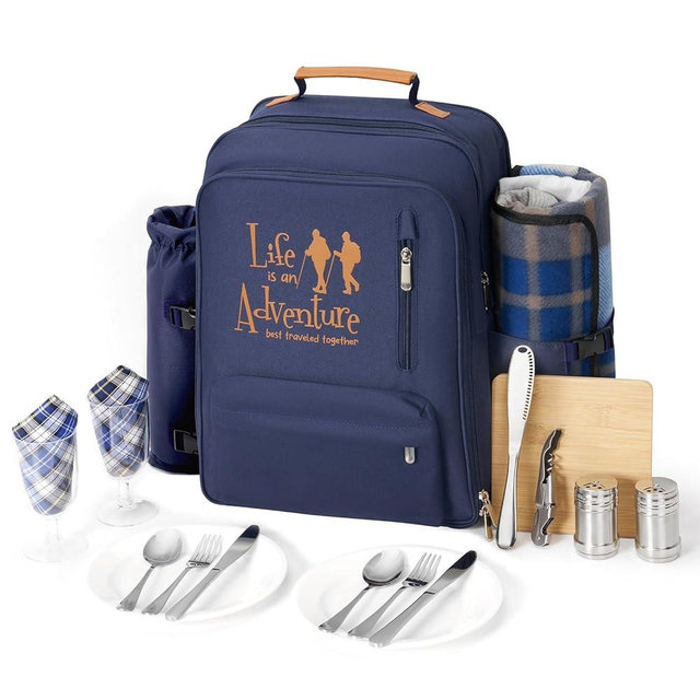 AW BRIDAL Birthday Gifts Picnic Basket, 24L Insulated Picnic Backpack for 2, Blue| Cool Wedding Engagement Gifts for Couples Newly Engaged Unique Honeymoon Gifts Housewarming Ideas