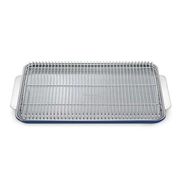 Caraway Non-Stick Ceramic Baking Sheet & Cooling Rack - Ceramic Coated - Non-Toxic, PTFE & PFOA Free - Perfect for Baking, Roasting, and More - Large (18" x 13") - Navy