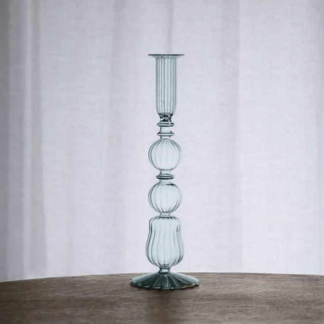 GLASS Cambridge Emma 10.5" Candlestick Holder Set of 2 (Light Green)