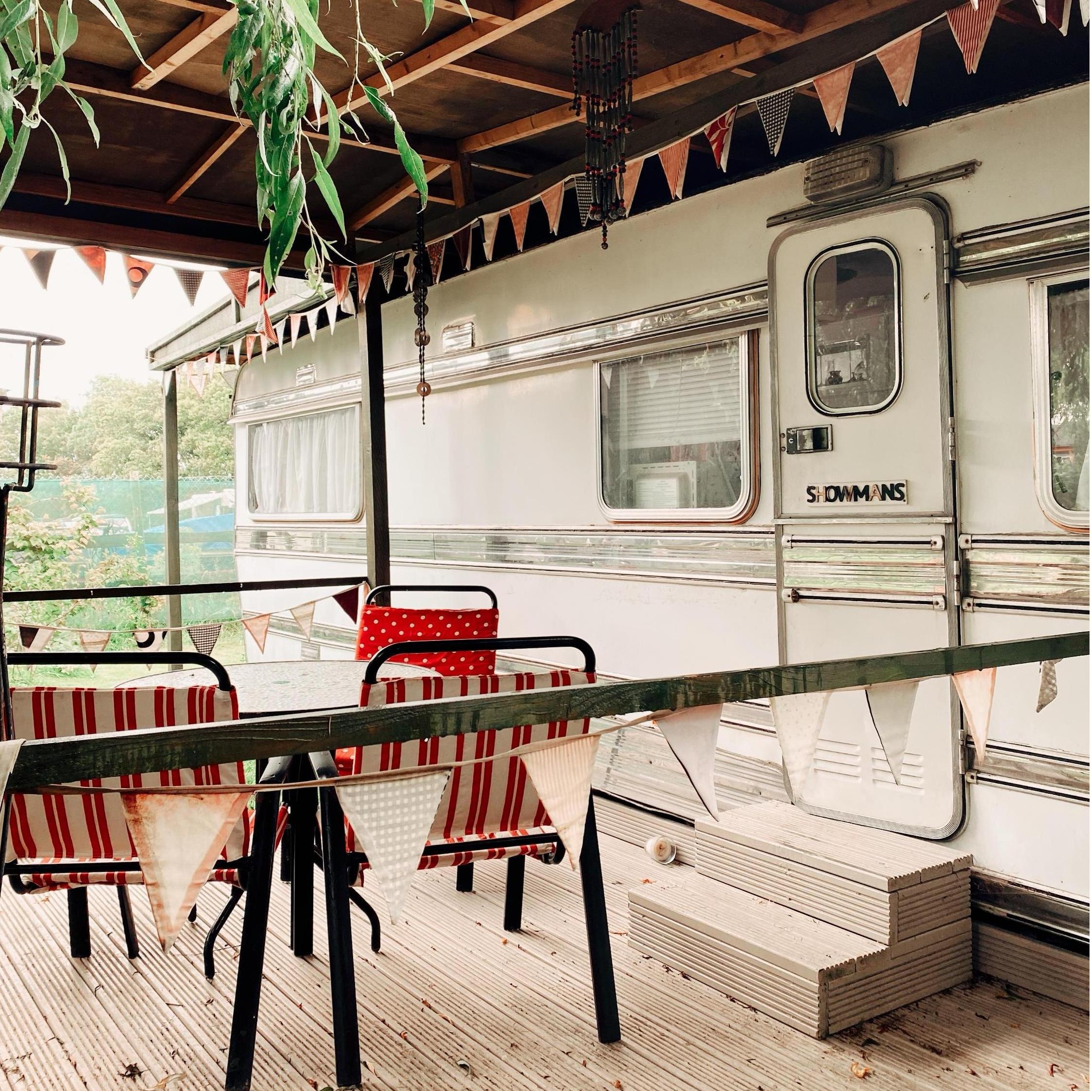 Caravans available at venue for sleeping accommodations.