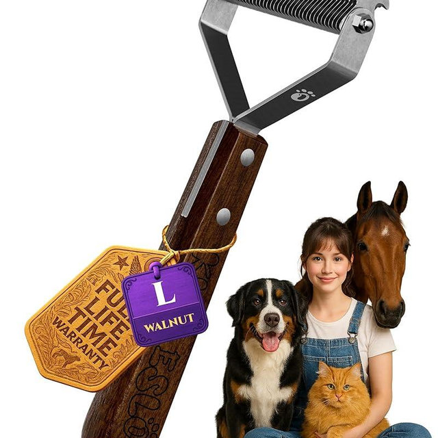Dog Brush for Shedding 20 Blade Dematting Tool Pet Brush Dual Side, Undercoat Rake for Large Medium Small Dogs and Cats, Shedding Dog Comb for Grooming, Premium Wood Handle