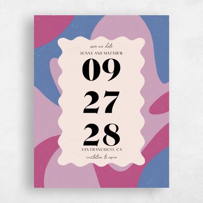 Fuchsia, Pink Wedding Save the Date - Allegria Portrait