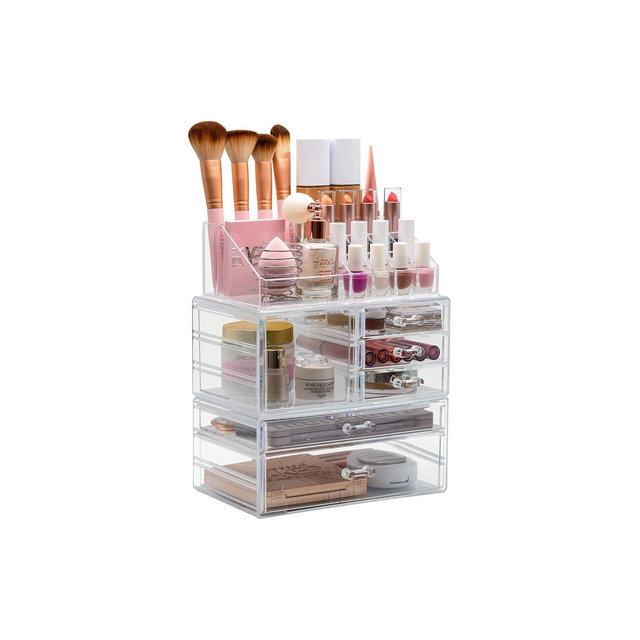 Sorbus Large Clear Makeup Organizer Case - 3 Piece Set