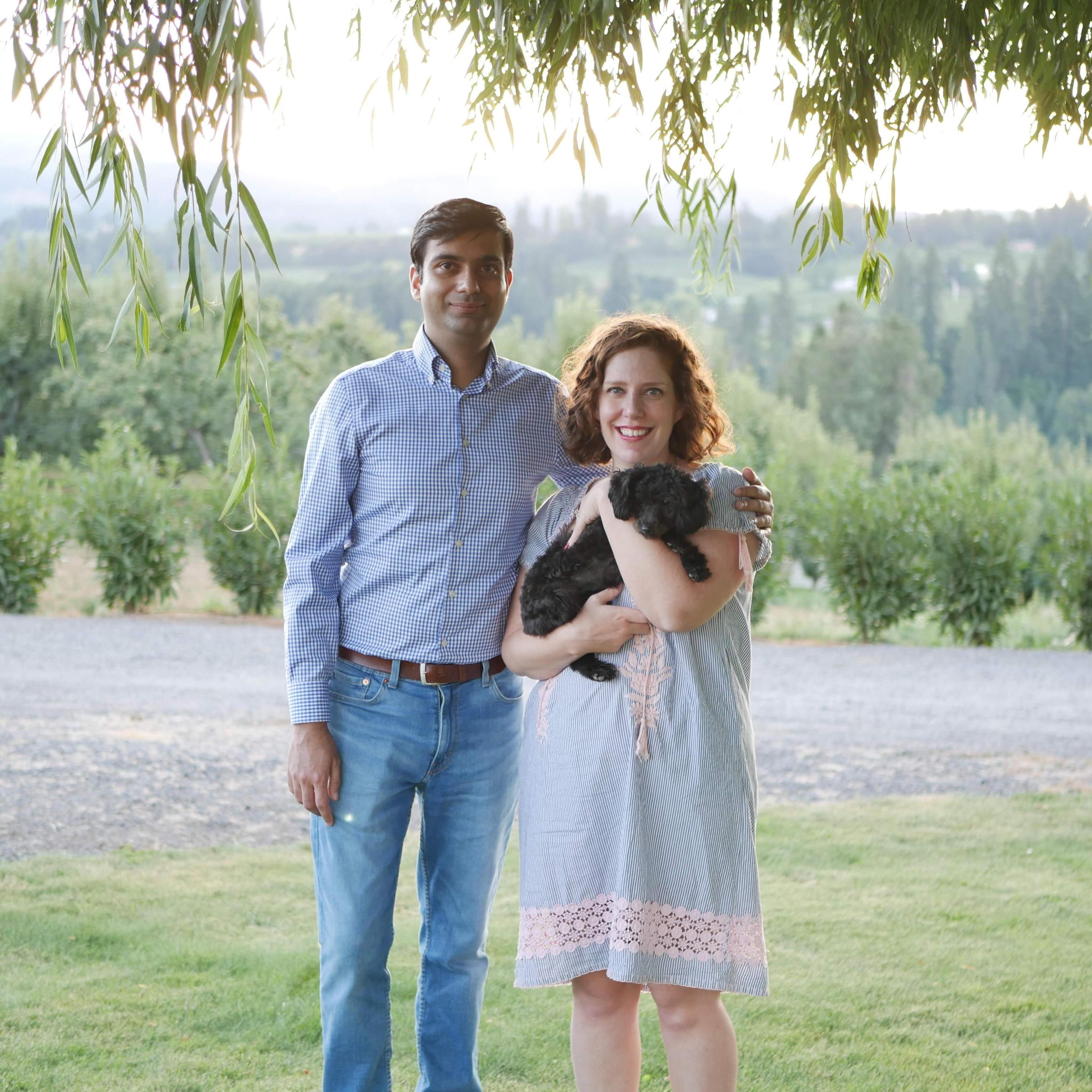 Emma, Mil, and Clio, Joanna’s adorable puppy, after the proposal! We were so excited to meet her for the first time during this trip and take walks with her!