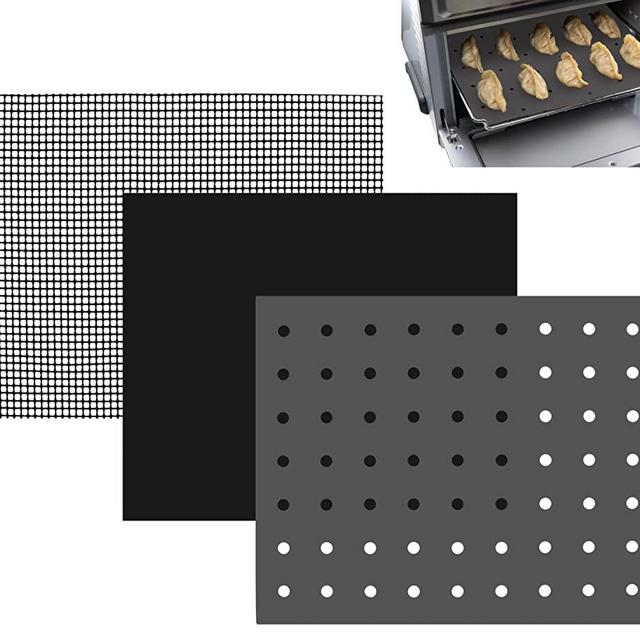 Reusable Liners for Toaster Oven Air Fryer 9 x 11 Accessories Compatible with Breville, Black & Decker, Cuisinart, Emeril Lagasse + More, Perforated Non-Stick Mats for Baking, Cooking, Oven Rack
