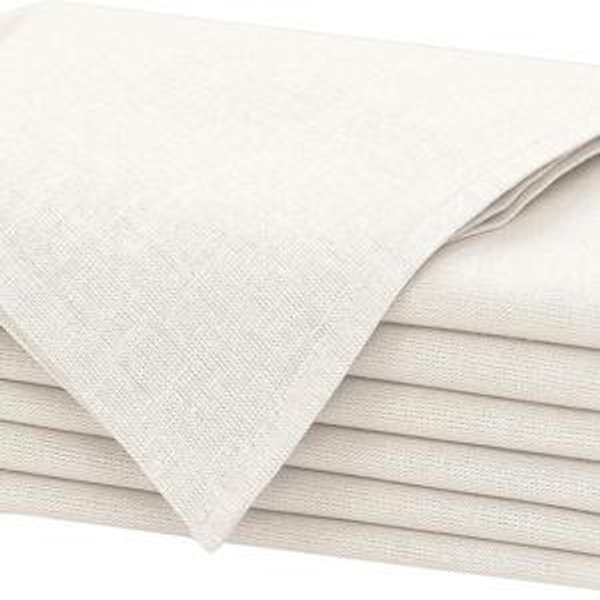Ruvanti Linen Napkins Set of 6, 18x18 Cloth Napkins, Cotton Linen Blend Napkins Cloth Washable, Soft, Reusable Dinner Napkins for Wedding, Parties, Christmas, Thanksgiving, Everyday Use - Ivory