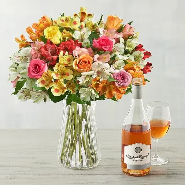 Rose & Lily Celebration with Wine