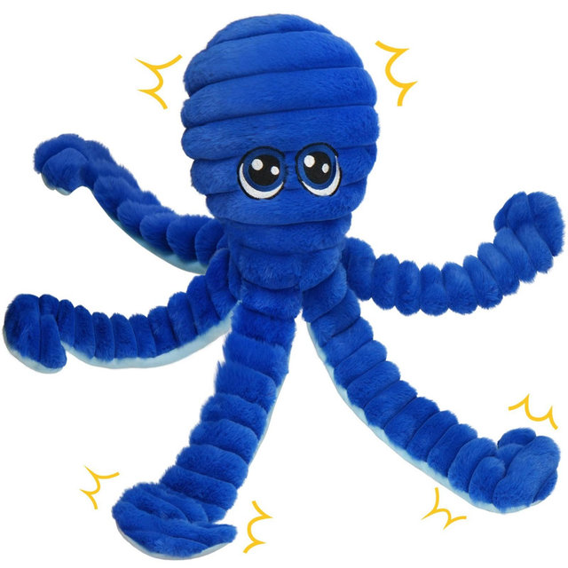 Prime Pets Dog Toys for Large Dogs, 27” Extra Large Crinkle Squeaky Dog Chew Toy, Blue Octopus