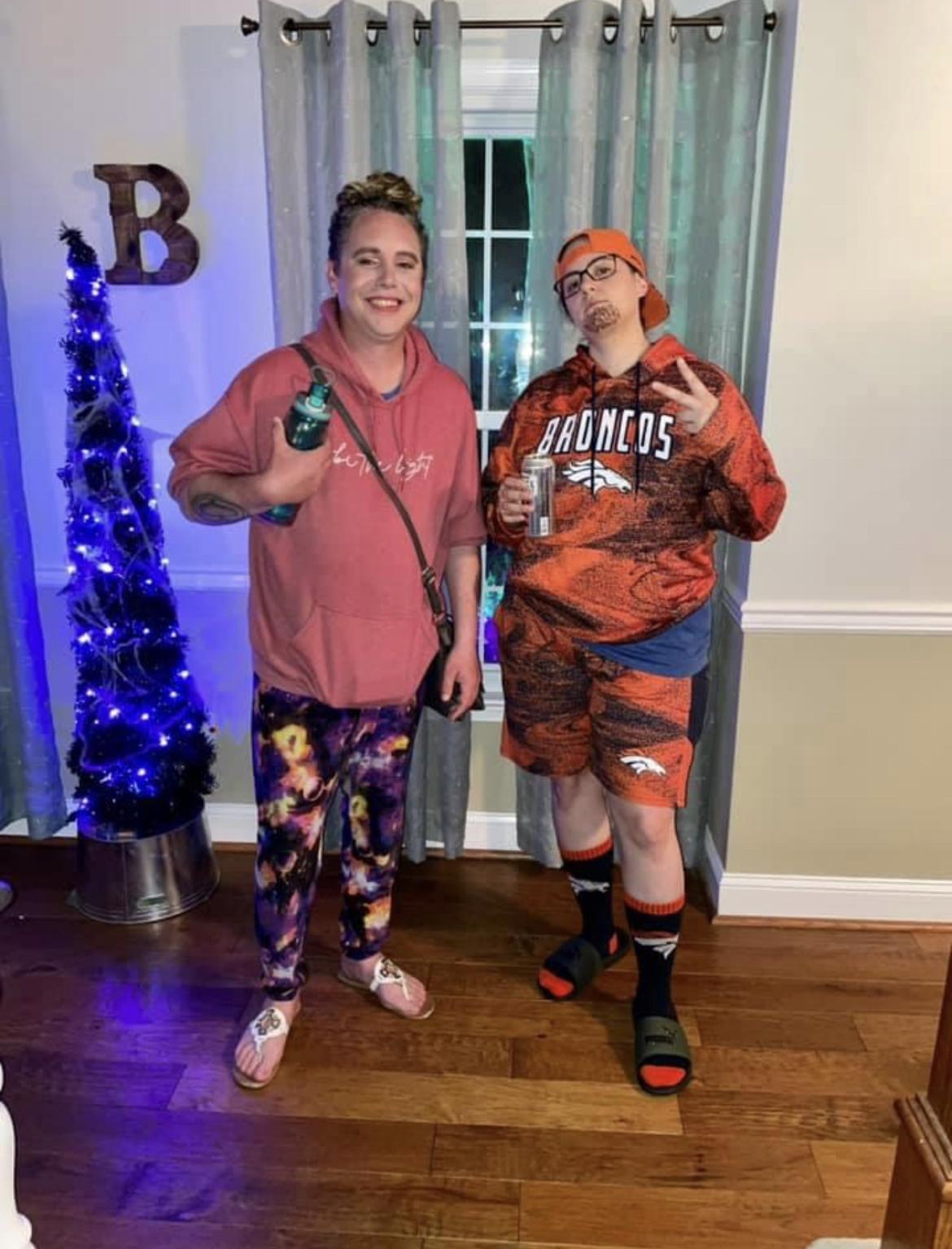 Halloween 2021 us as each other lol….I proposed to him on this day with a beer bottle lid and Saran Wrap where he is dressed as me and I as him, but apparently it didn’t count haha