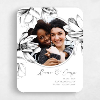 White Rounded Wedding Save the Date - Novela Portrait
