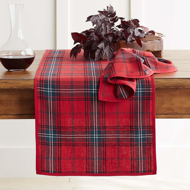 Classic Tartan Plaid Table Runner, Red