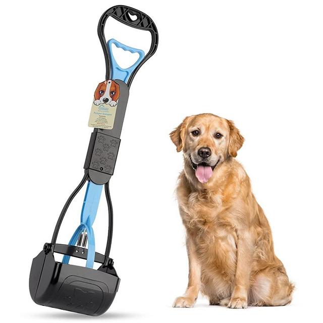 PPOGOO Non-Breakable Pet Pooper Scooper for Dogs and Cats with Long Handle High Strength Material and Durable Spring for Easy Grass and Gravel Pick Up